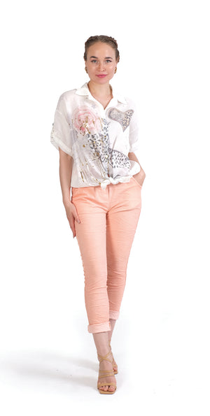 Animalprintcreamandcoraltop