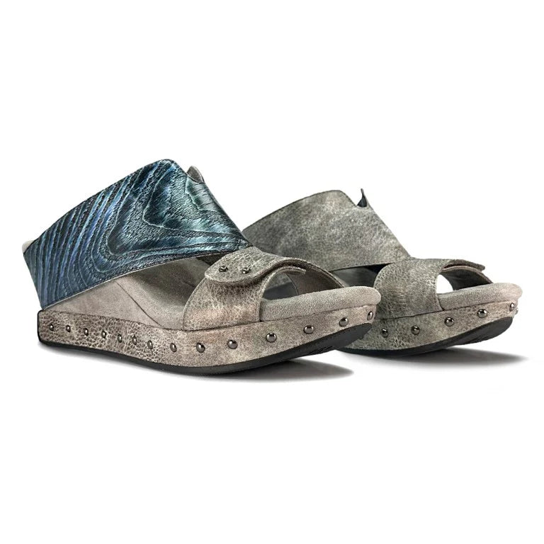 Argo-Grey to metallic blue both shoes