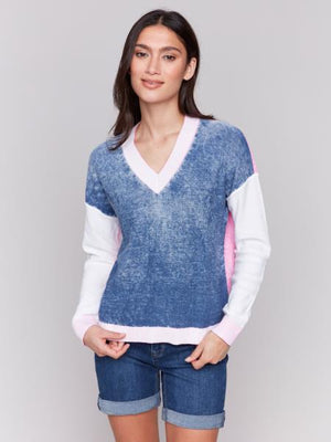 ColorBlockVnecksweater