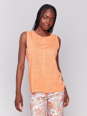 CottonSlubSleevelessKnitTopcolorpapaya