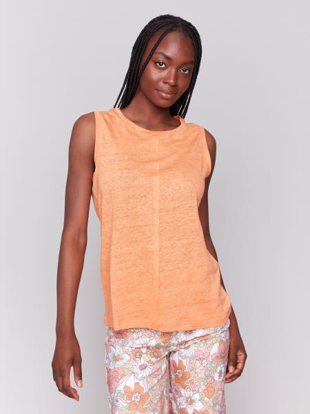 CottonSlubSleevelessKnitTopcolorpapaya