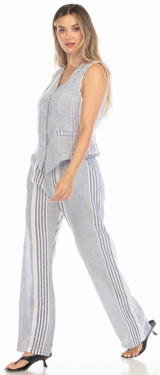 "La Dolce Layer" Linen Stripe Vest-Flora Ashley, Made in Italy