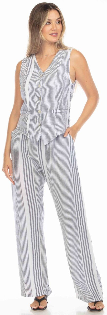 "La Dolce Layer" Linen Stripe Vest-Flora Ashley, Made in Italy