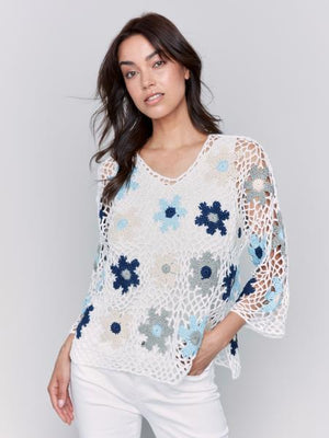 HandCrochetFloralFishnetTop