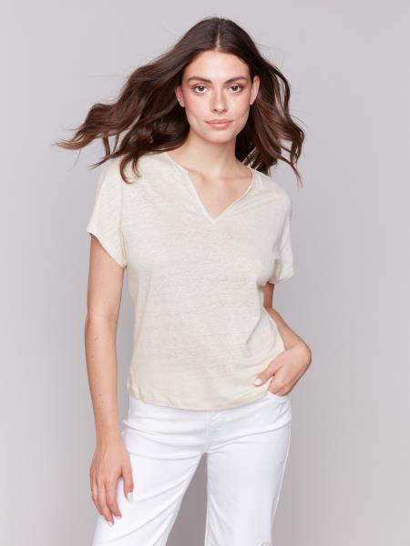 Laid-Back Luxe: V-Neck Knit Tee