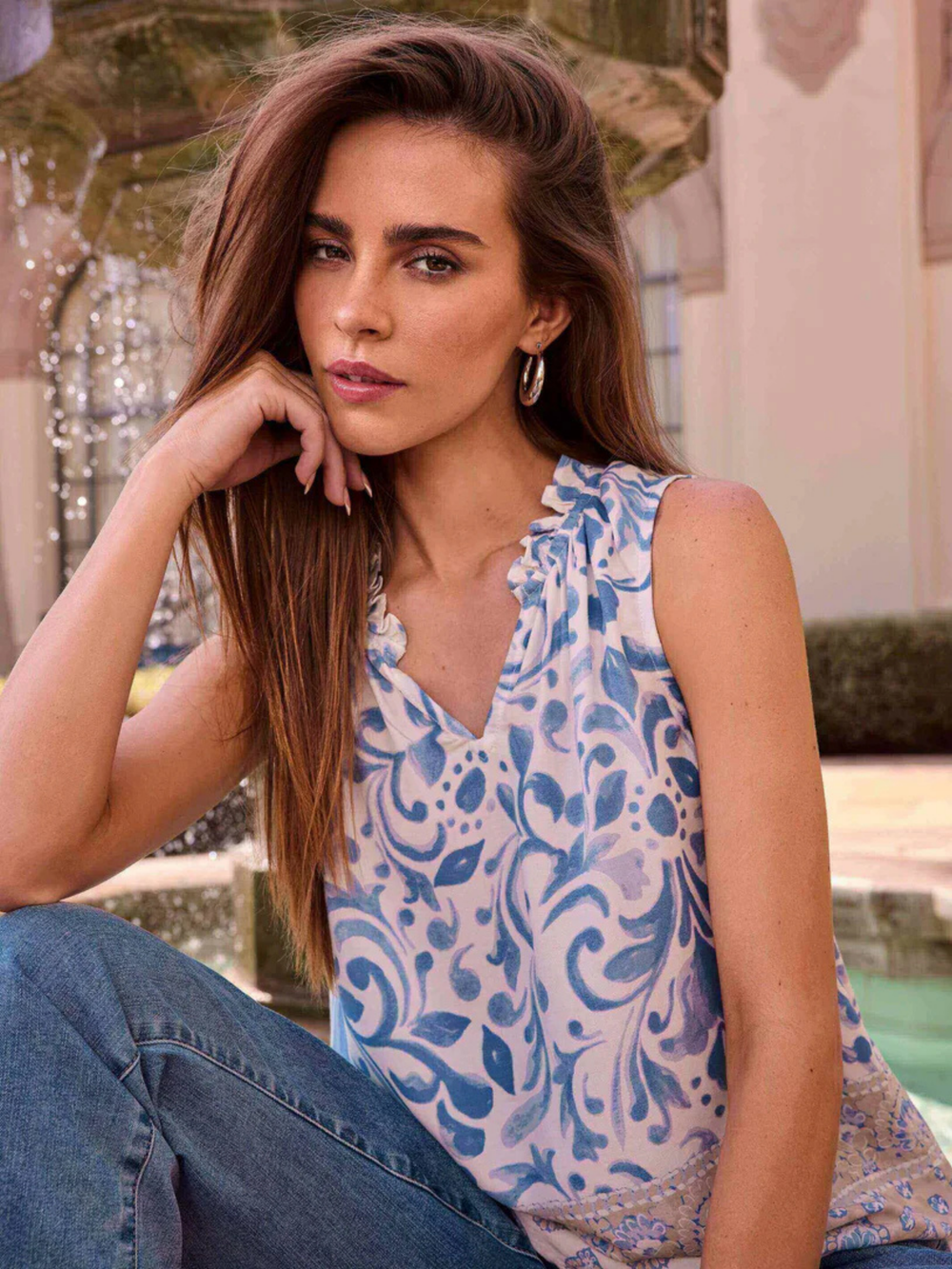 Seaside Breeze Embroidered Tank C4510E