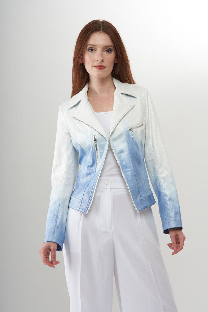 MetallicOmbreVeganMotoLeatherJacket