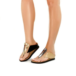 Two-in-One Glam: Modzori Grazia Reversible Sandals - Gold/Silver