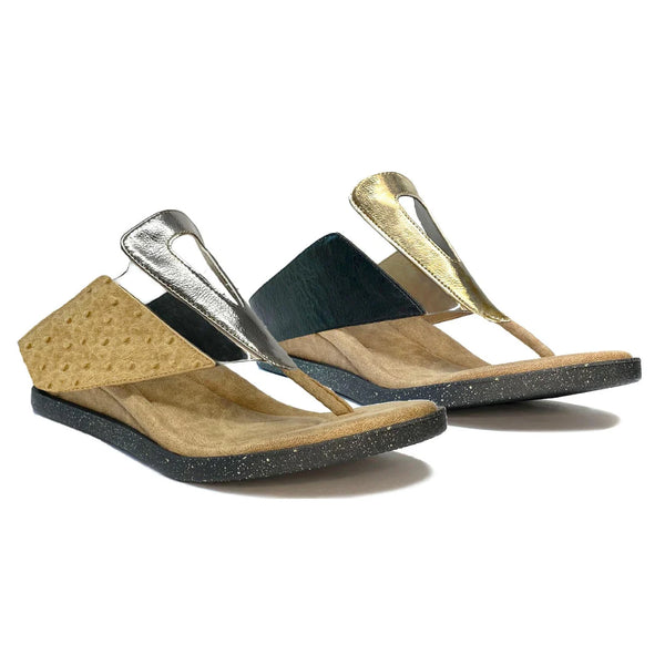 Two-in-One Glam: Modzori Grazia Reversible Sandals - Gold/Silver