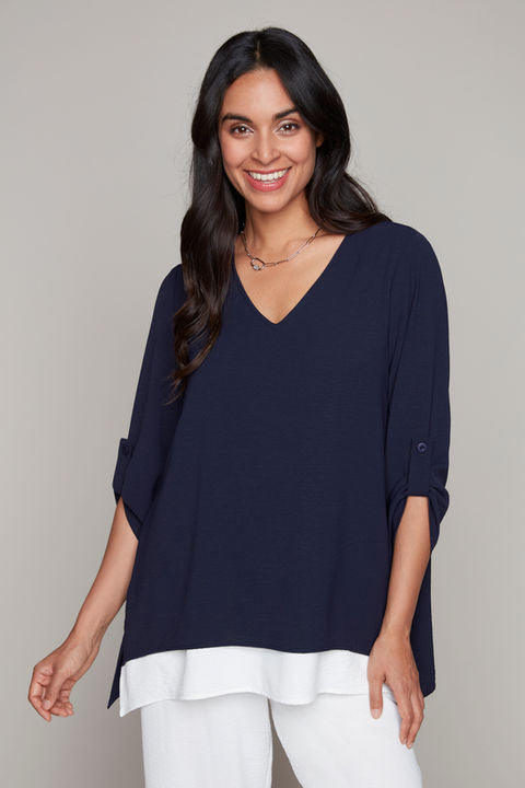 NavyandIvoryTop