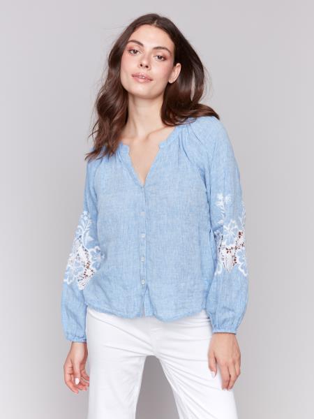 RaglanLongSleevesBousewithEmbroidery