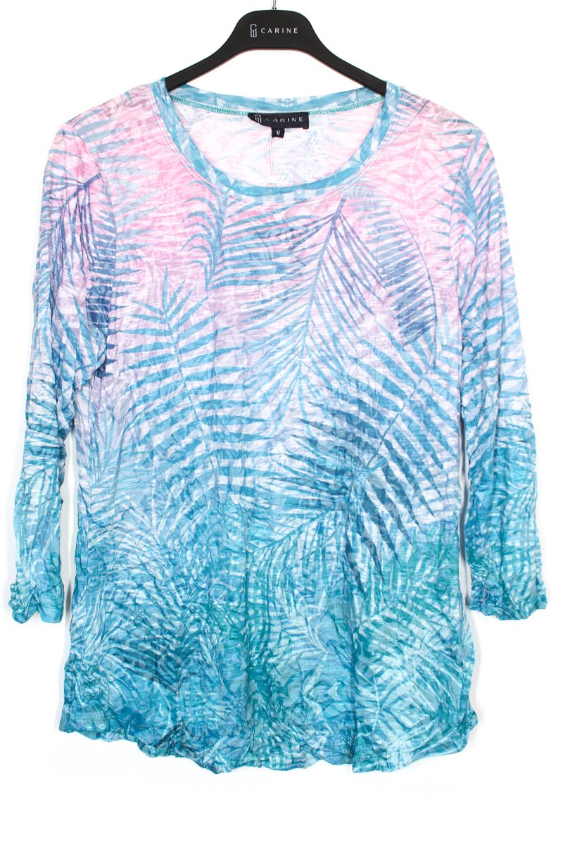RoundNeckTopTurquoisePalm