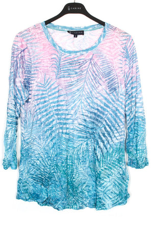 RoundNeckTopTurquoisePalm