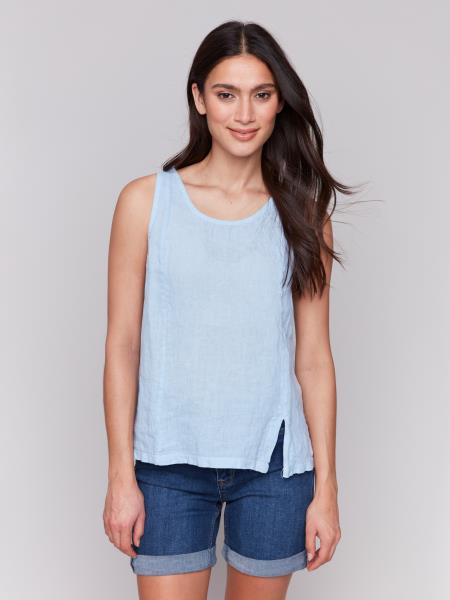 The Effortless Linen Tank - Bluebell