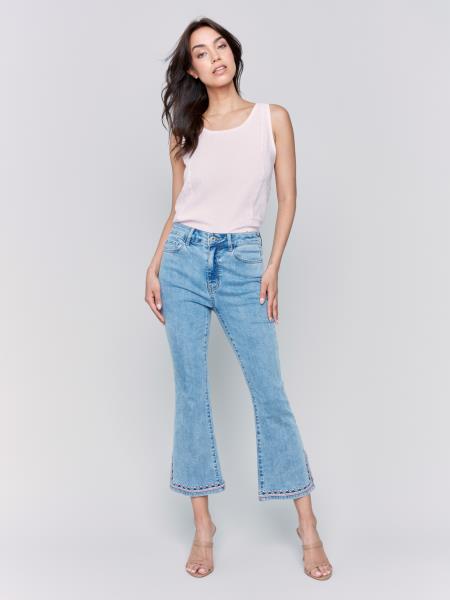 The Perfect Cropped Flare Jeans with Side Slit