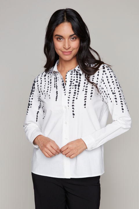 WhiteWovenTopButtonUpBlouse