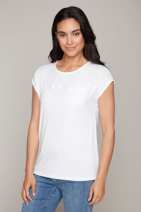 WhiteknitTopwithdiamondblingandpocket